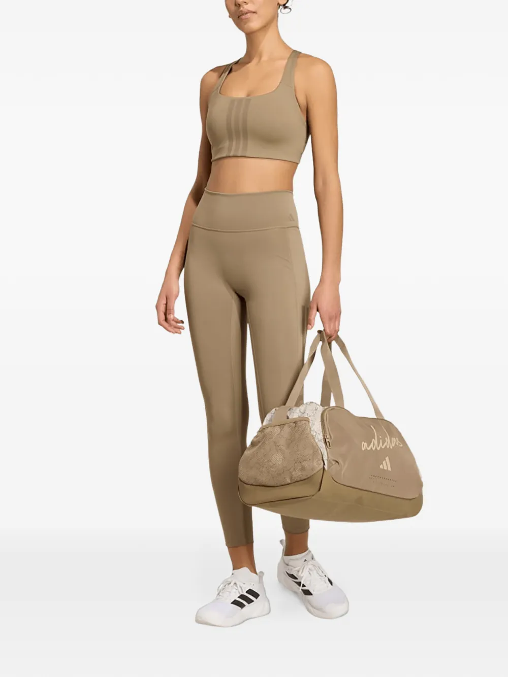 adidas Optime workout 3-stripes 7 8 leggings Beige