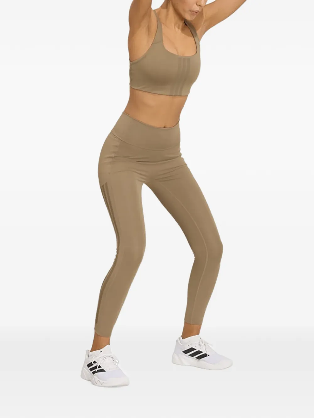adidas Optime workout 3-stripes 7 8 leggings Beige