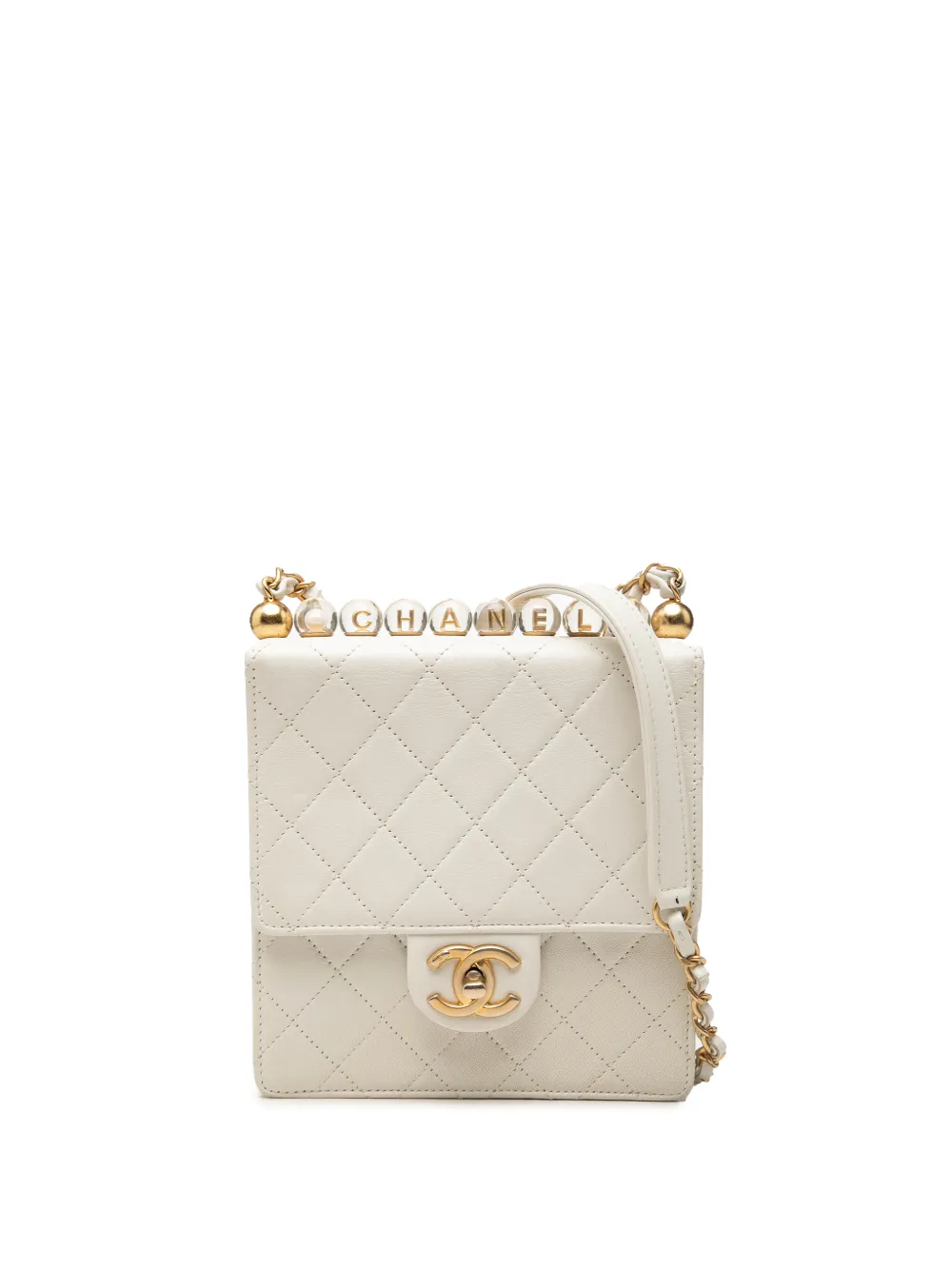 CHANEL Pre-Owned 2020 Small Lambskin Chic Pearls Flap crossbody bag - Weiß