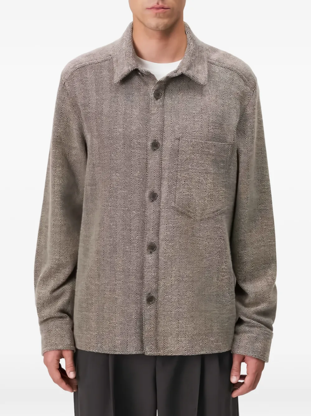 Drykorn Dieggo katoenen shirtjack met visgraatpatroon Bruin