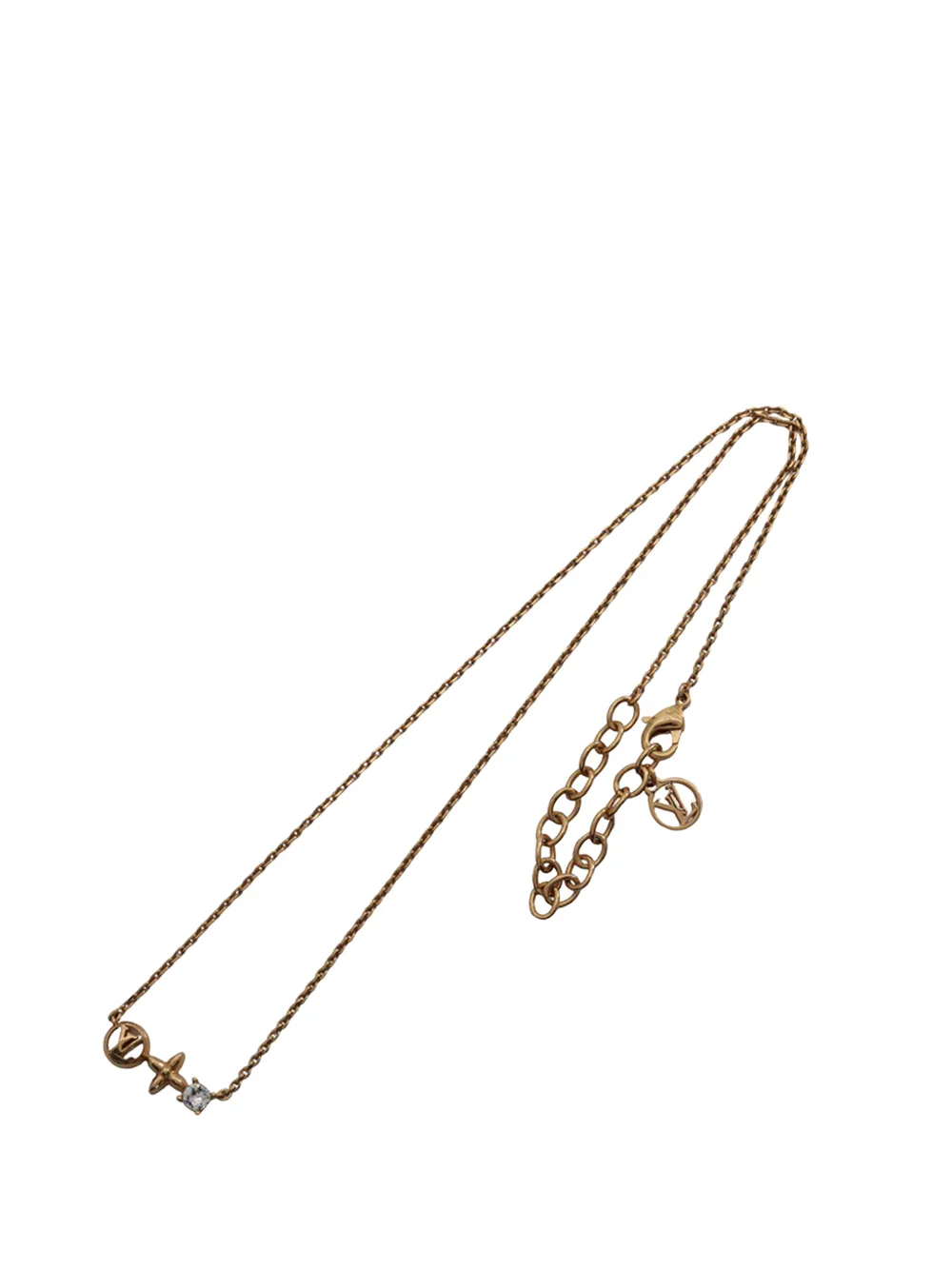 Louis Vuitton Pre-Owned 2022 Gold Plated Strass Petit Louis Pendant Necklace costume necklace