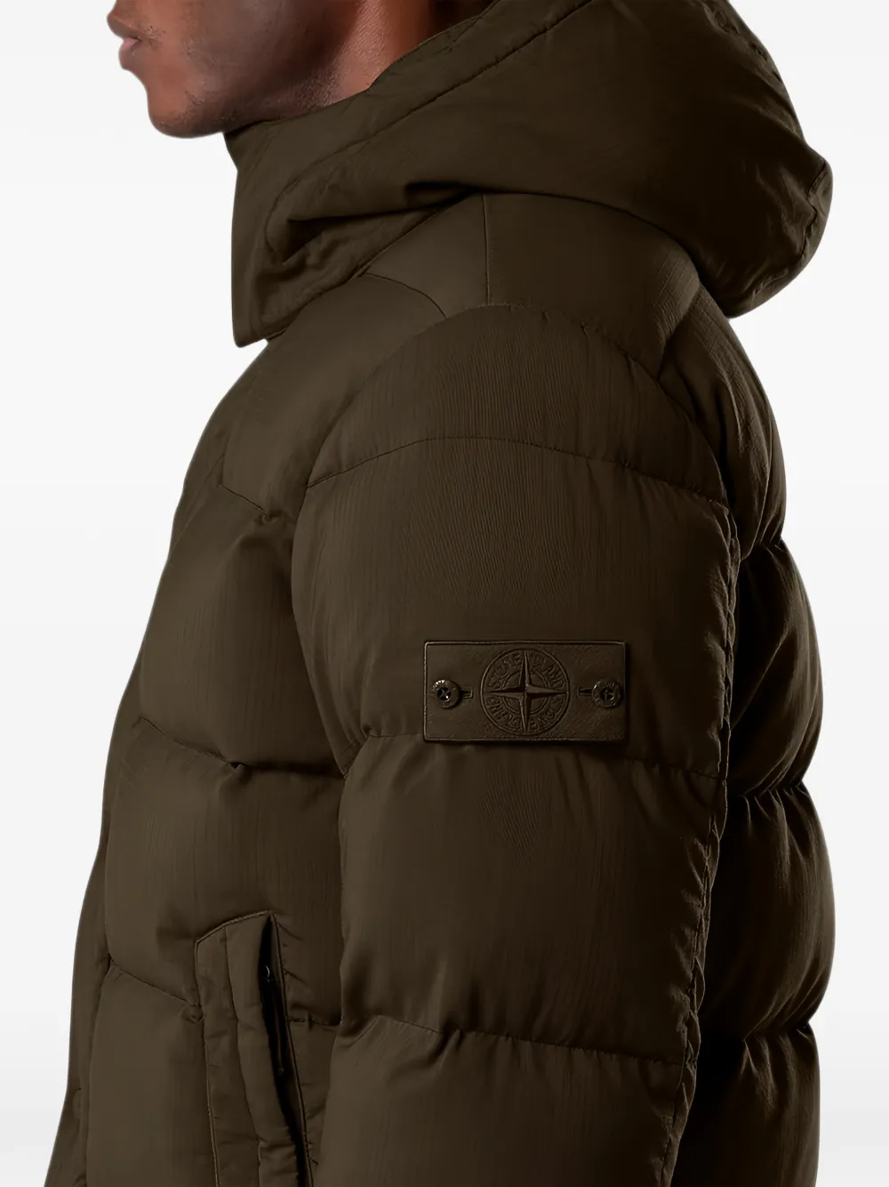Stone Island 4100063 wool ripstop-TC_S.I. Ghost down jacket Groen