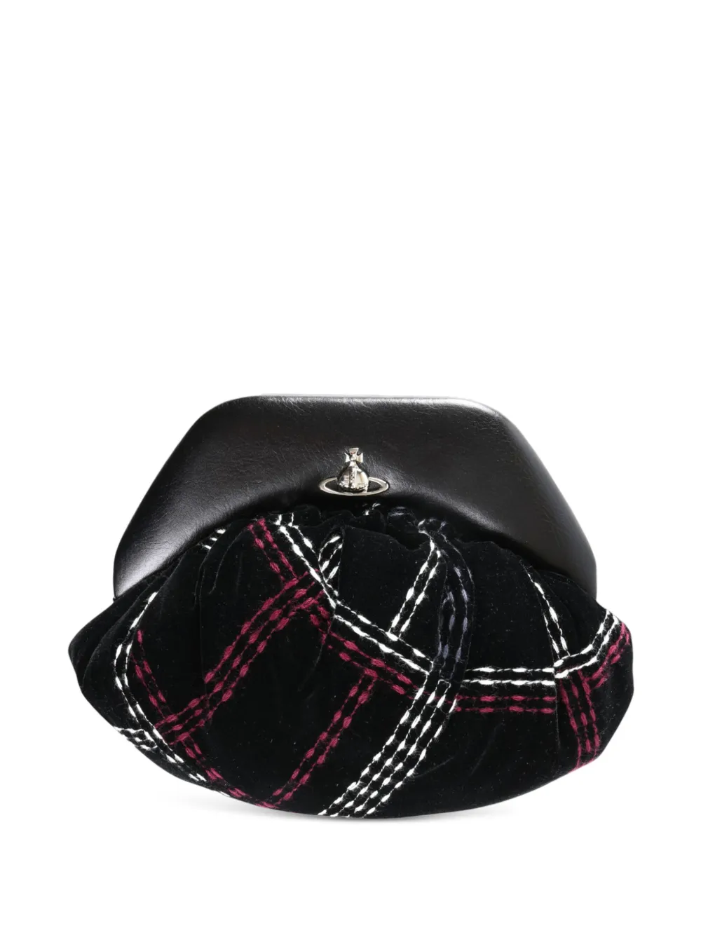 Vivienne Westwood tartan-print velvet clutch bag Zwart