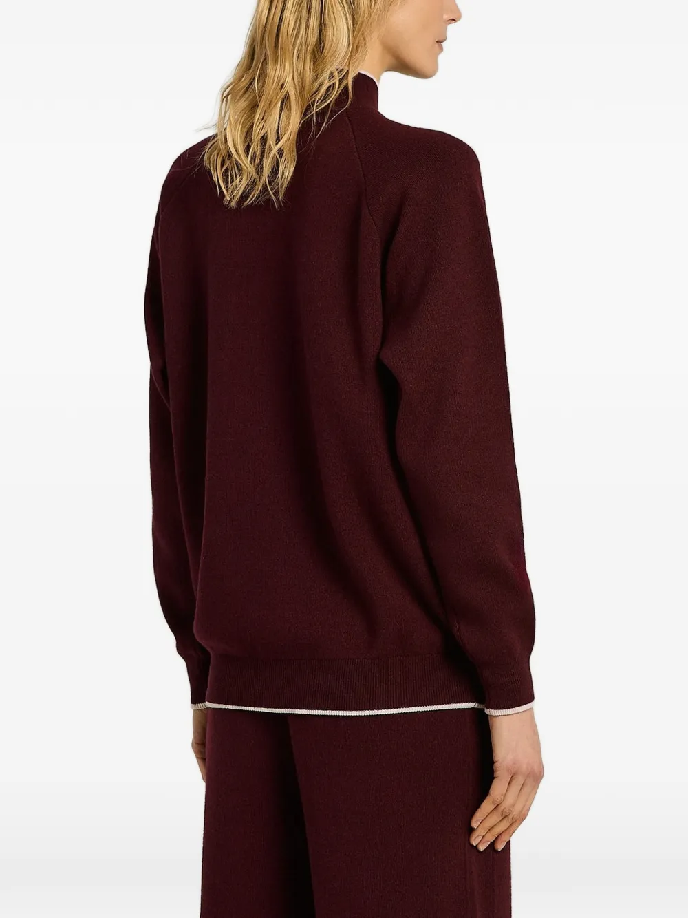 Kiton zip-up contrast-trim cardigan Rood