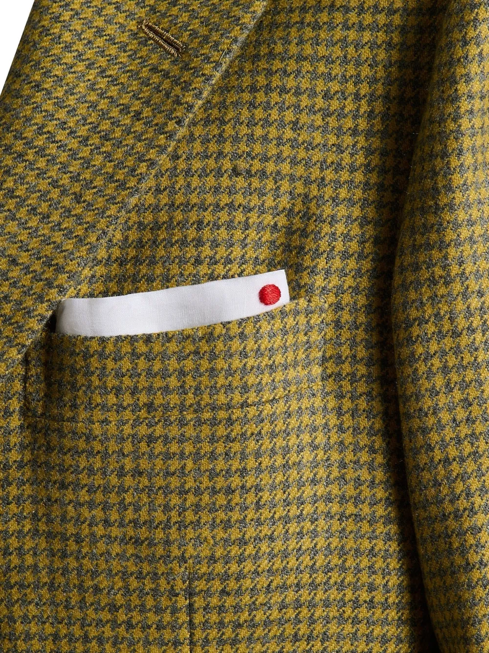 Kiton houndstooth-pattern cashmere blazer Geel