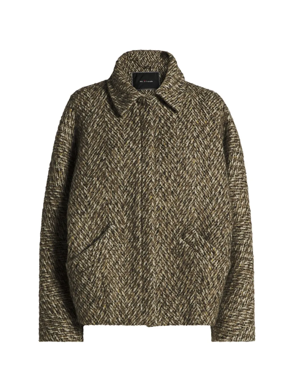 Kiton herringbone-weave cropped coat - Nude