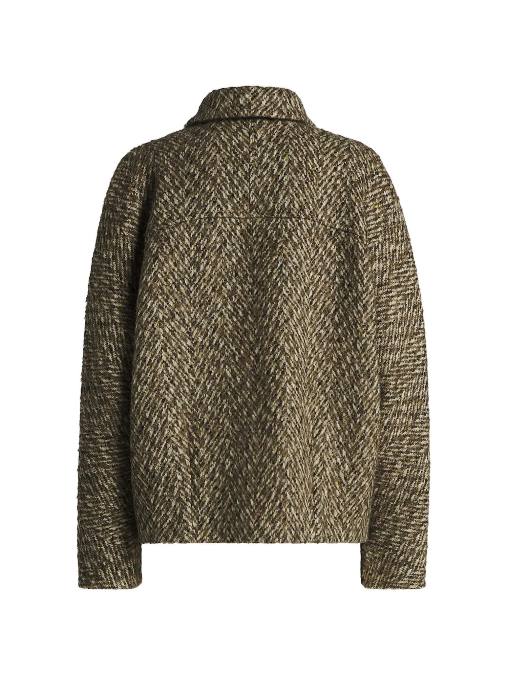 Kiton herringbone-weave cropped coat Beige