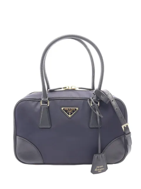 Prada Pre-Owned bolsa satchel Re Nylon Re Edition 1978 con ribete de piel saffiano 2013-2026
