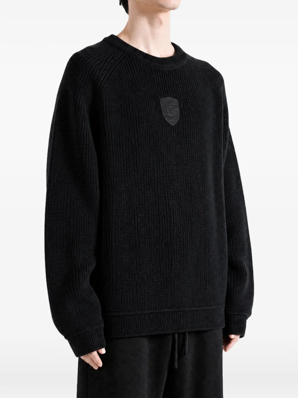 Hugo Boss Br x Porsche logo-patch ribbed-knit sweater Zwart