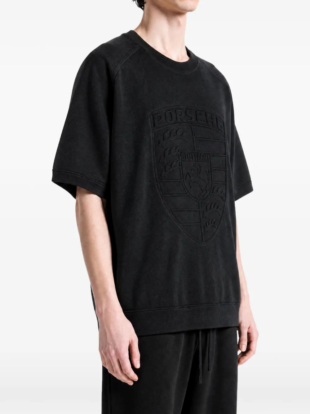Hugo Boss Br x Porsche embossed logoT-shirt Zwart