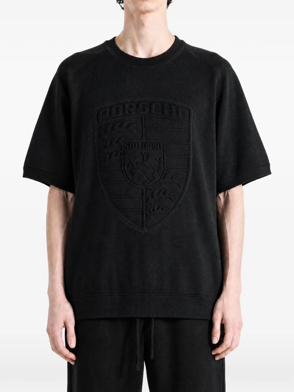 Hugo Boss Br x Porsche embossed logoT-shirt Zwart