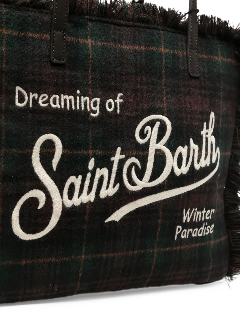 MC2 Saint Barth tartan-check fringed-edge tote bag Bruin