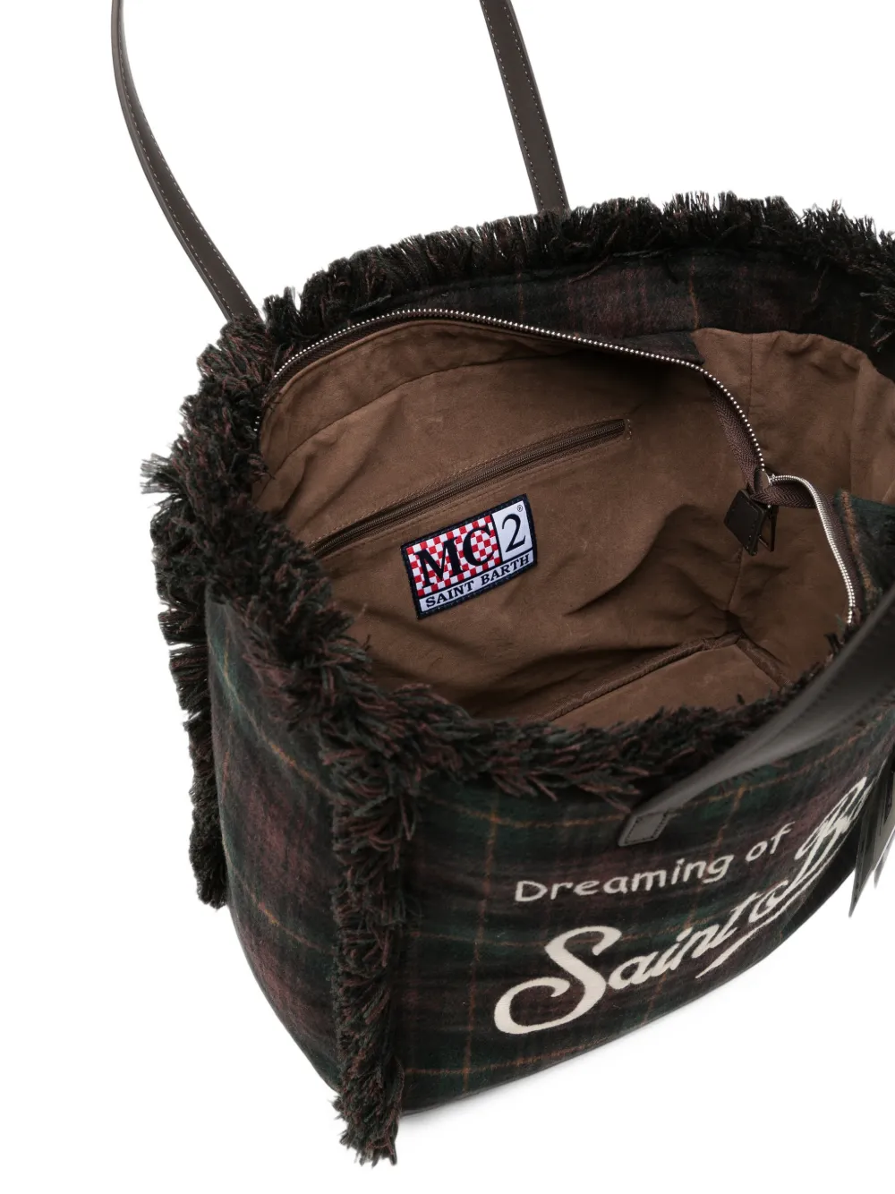 MC2 Saint Barth tartan-check fringed-edge tote bag Bruin