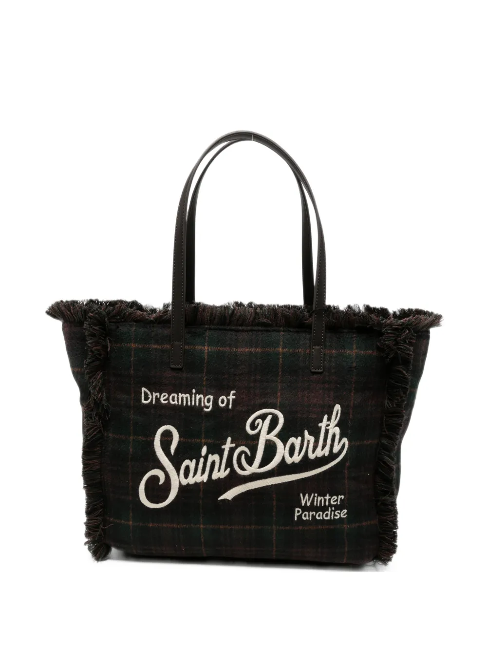 MC2 Saint Barth tartan-check fringed-edge tote bag Bruin