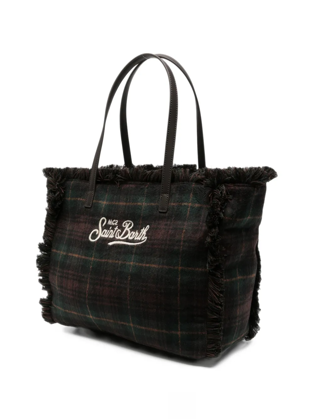 MC2 Saint Barth tartan-check fringed-edge tote bag Bruin