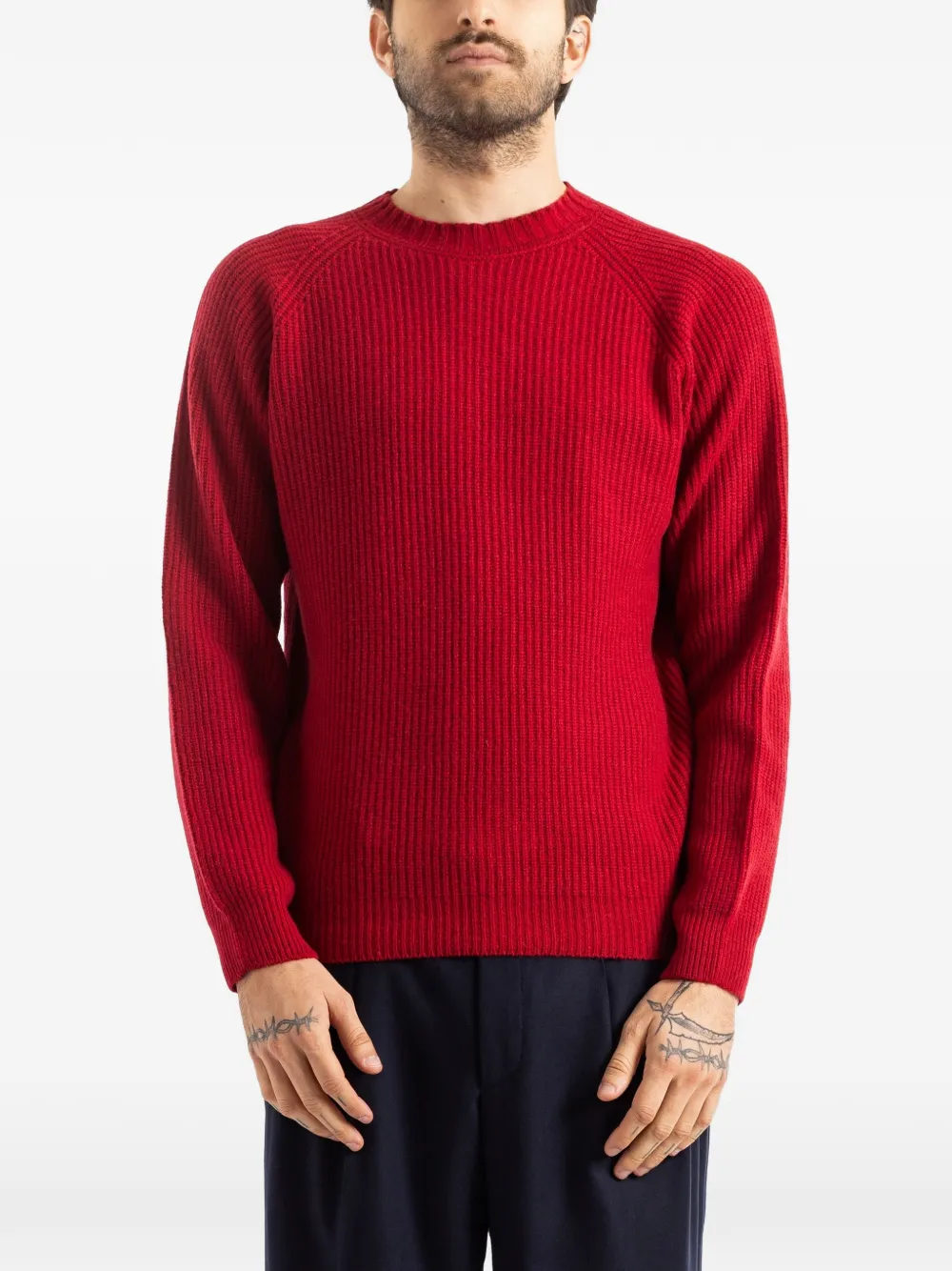 John Smedley Oxnard ribbed sweater Rood