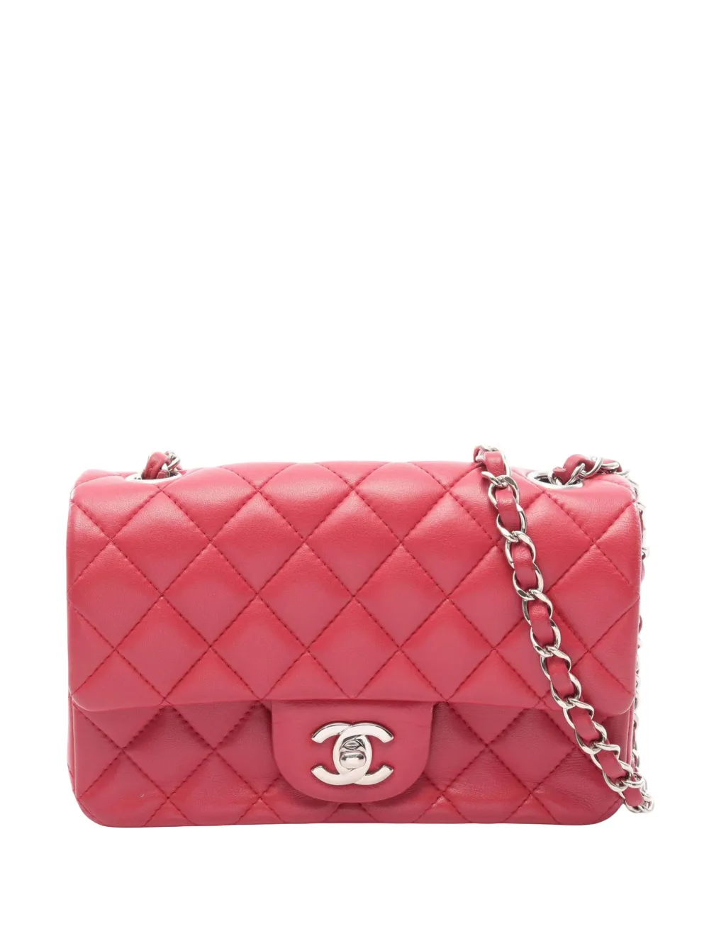 CHANEL Pre-Owned 2018-2019 Mini Rectangular Classic Lambskin Single Flap crossbody bag - Pink