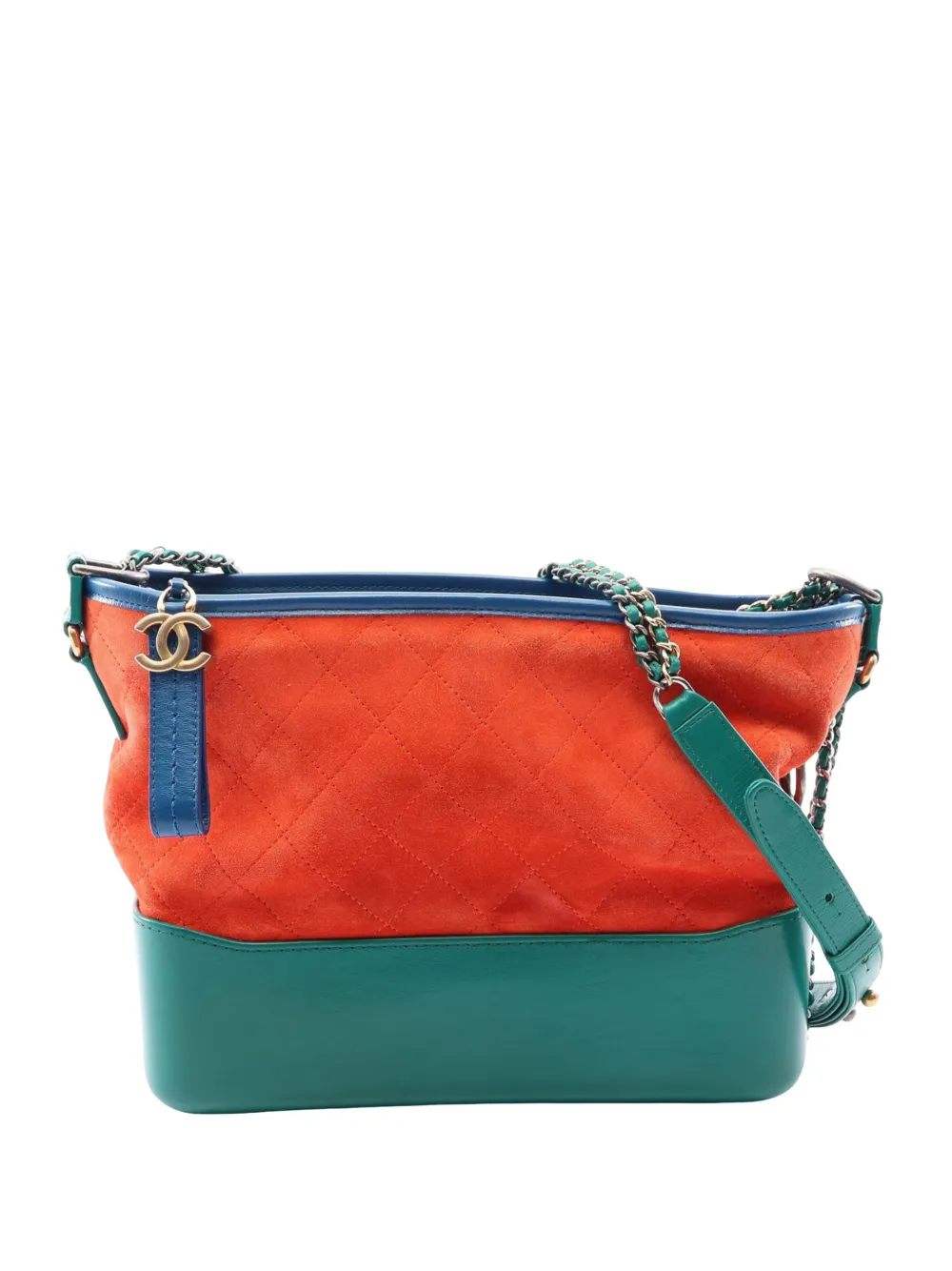 CHANEL Pre-Owned 2017-2018 Medium Tricolor Quilted Suede and Calfskin Gabrielle Hobo crossbody bag - Orange