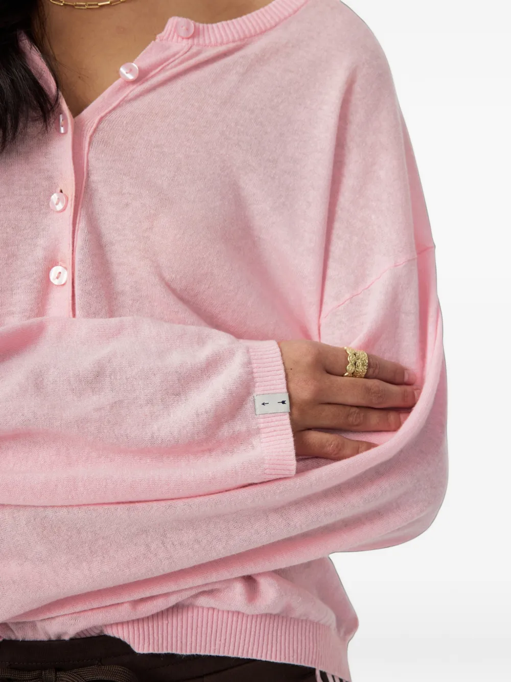 The Upside Rylee button-front long-sleeved T-shirt Roze