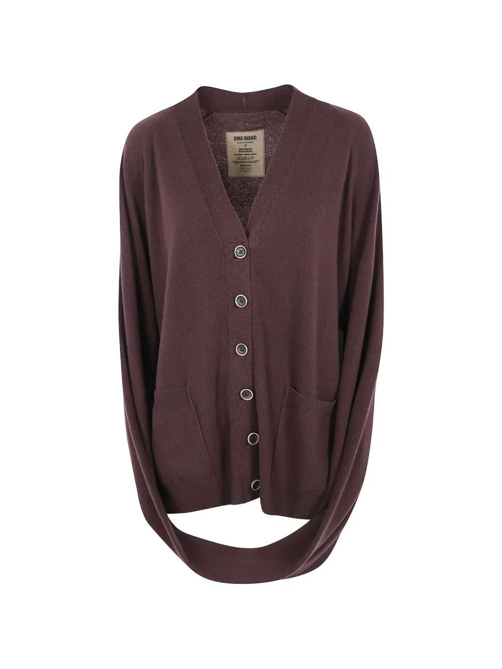 Uma Wang fine-knit V-neck cashmere cardigan Bruin