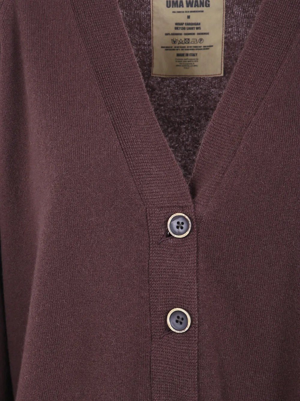 Uma Wang fine-knit V-neck cashmere cardigan Bruin