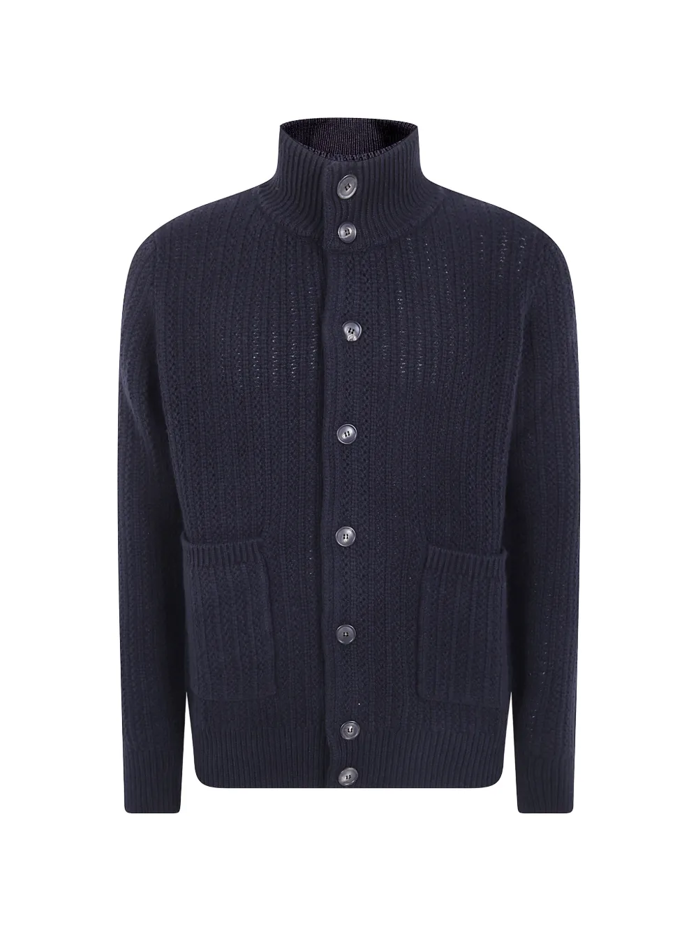 Filippo De Laurentiis ribbed-knit high-neck cardigan - Blue