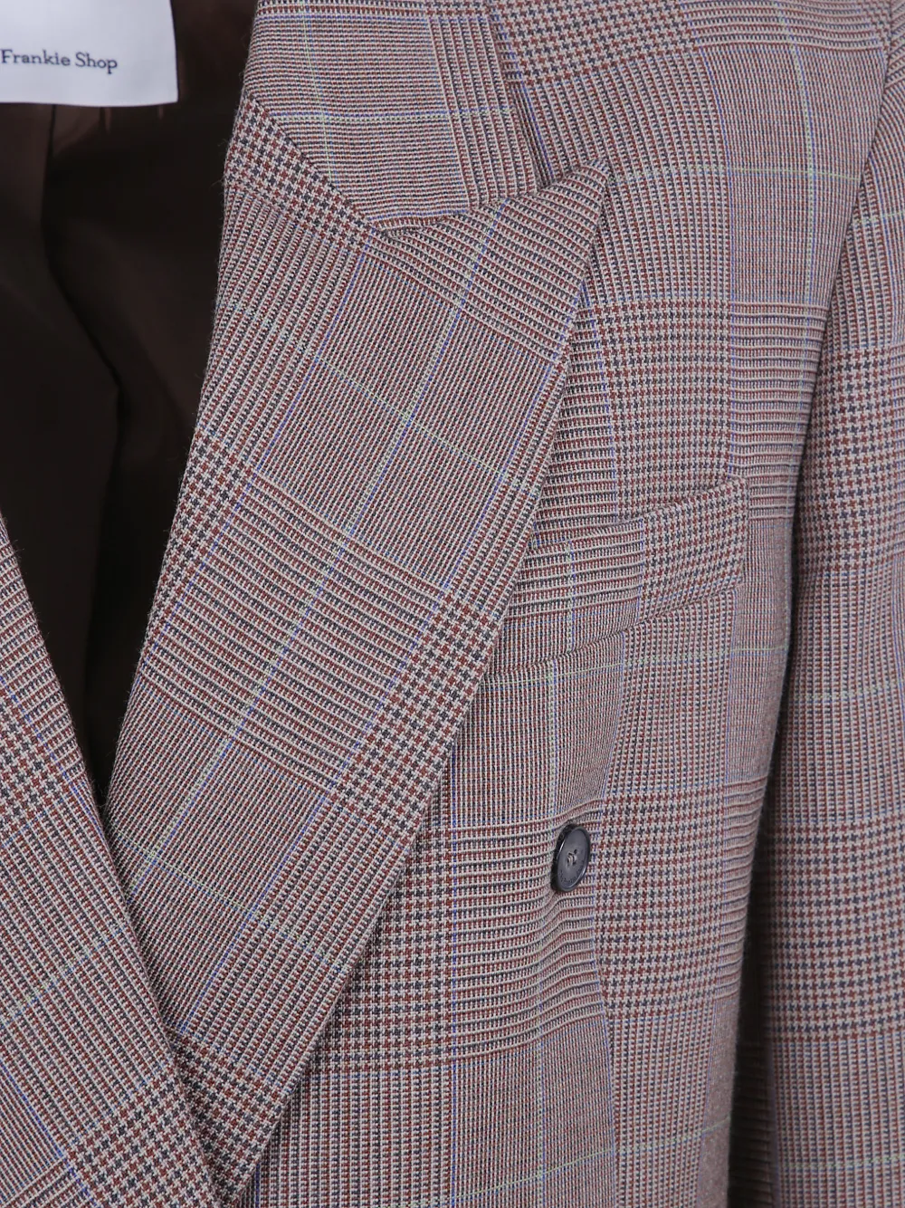 The Frankie Shop double-breasted Prince of Wales check blazer Bruin