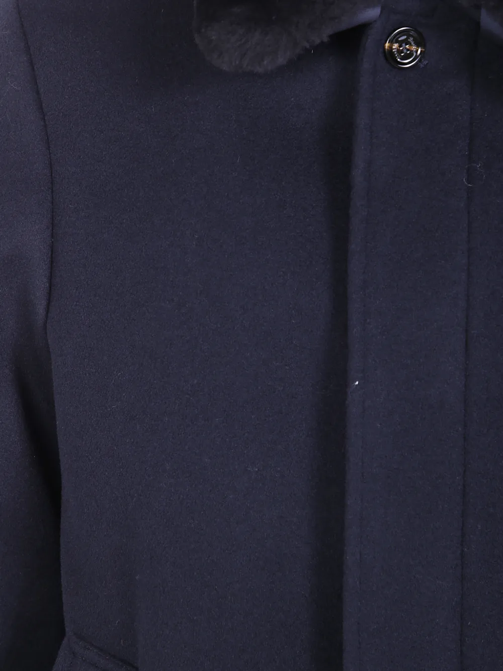 Moorer fur-collar wool coat Blauw