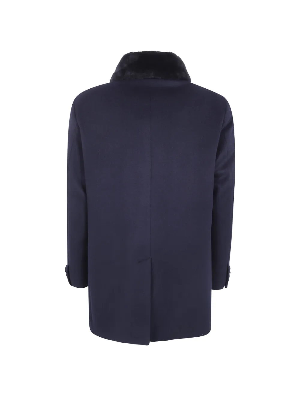 Moorer fur-collar wool coat Blauw
