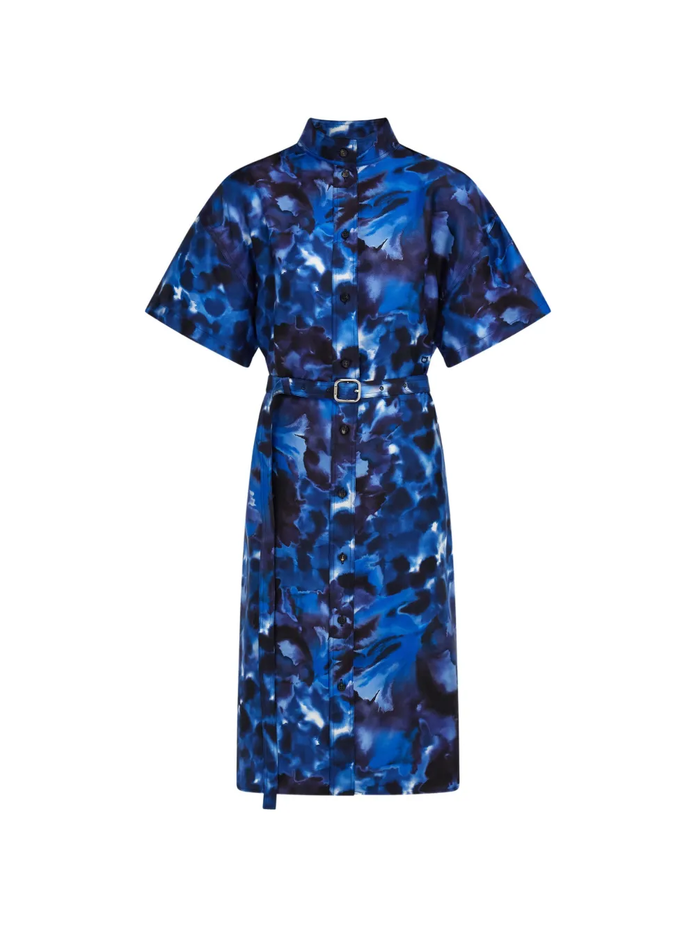 Ferragamo Carnation-print silk shirt dress - Blu