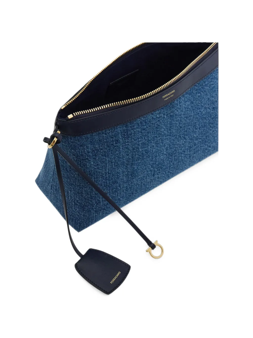Ferragamo Denim clutch Blauw