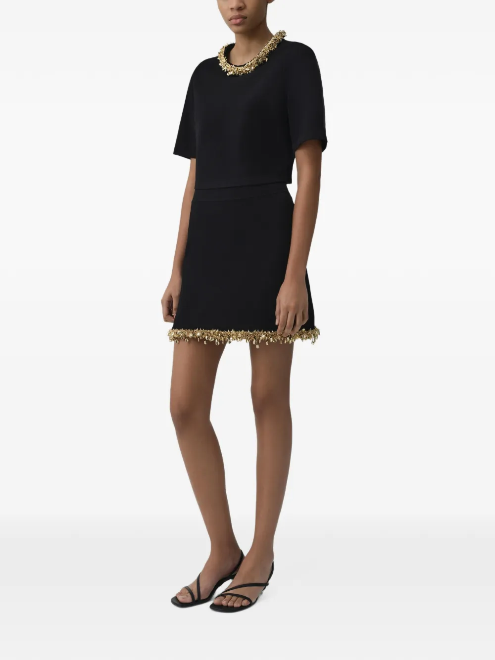 SIMKHAI Nuria embellished knit top Zwart