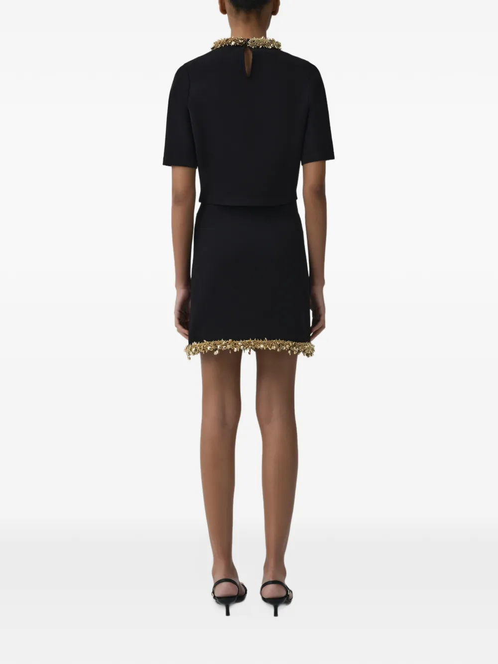 SIMKHAI Nuria embellished knit top Zwart