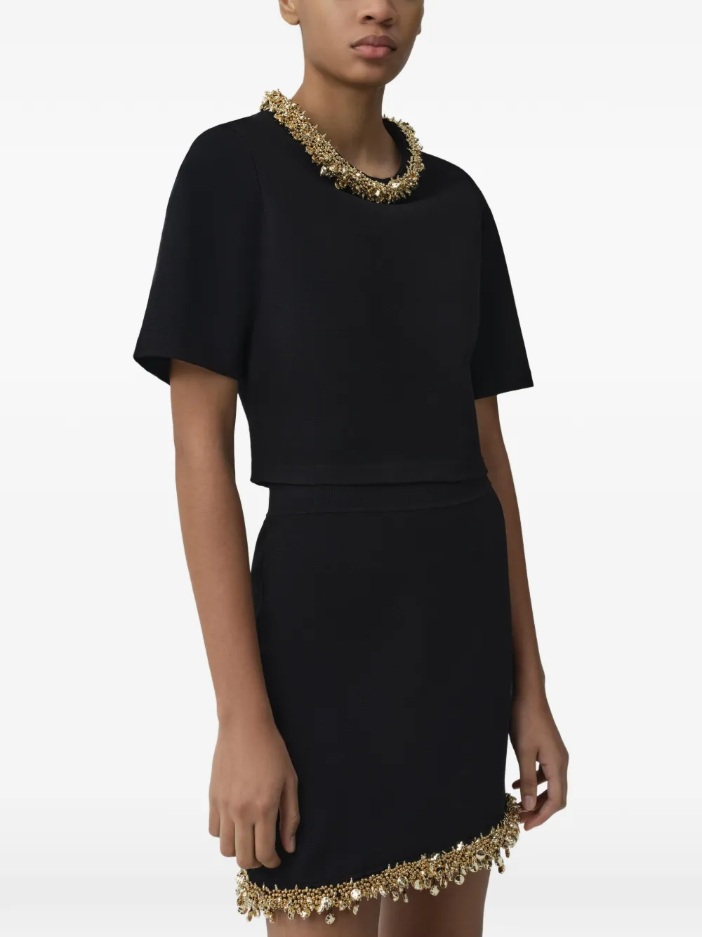 SIMKHAI Nuria embellished knit top Zwart