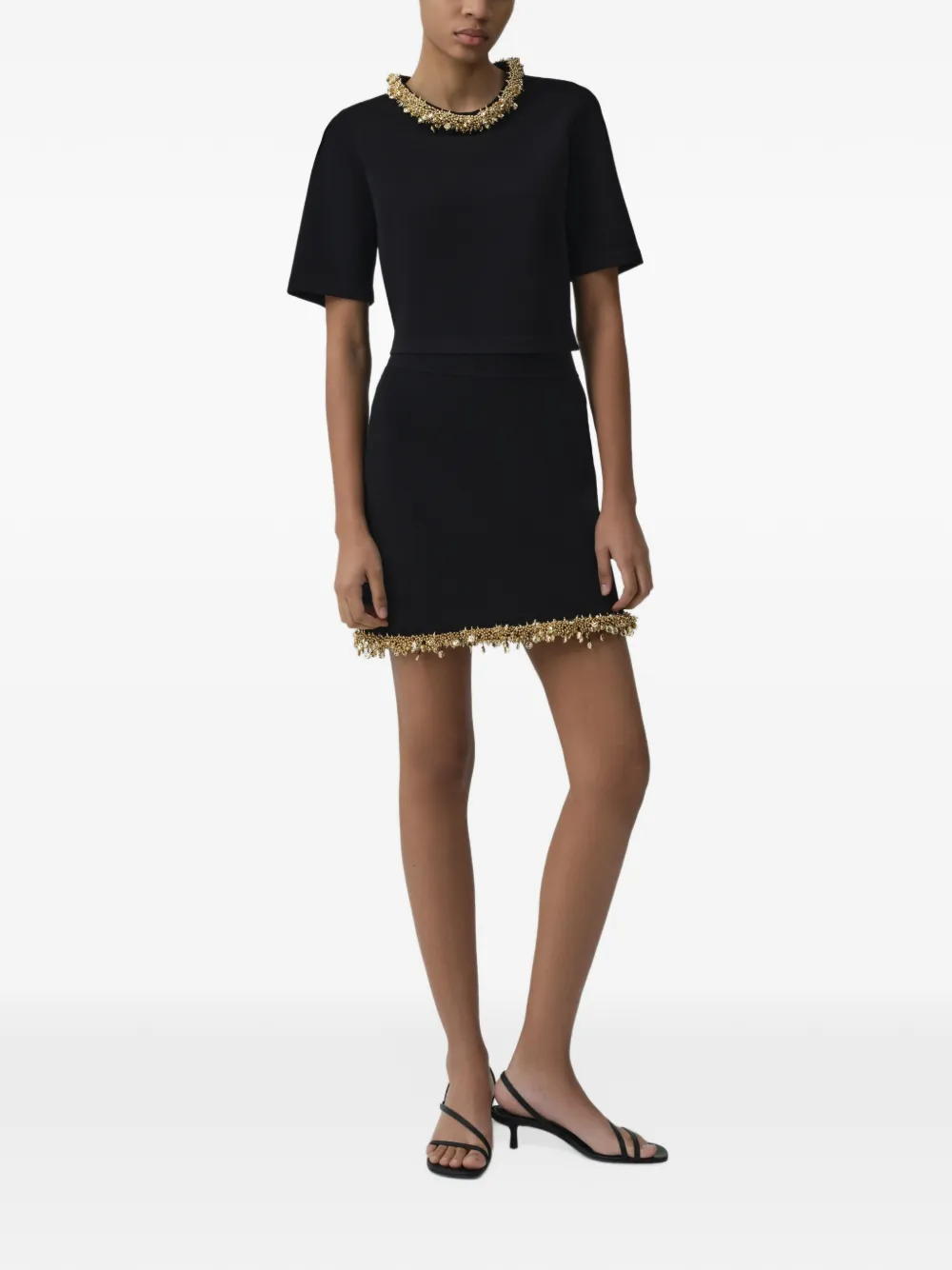 SIMKHAI Nuria embellished knit top Zwart
