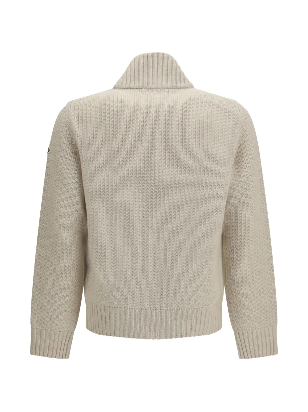Moncler ribbed-knit logo-patch cardigan Beige