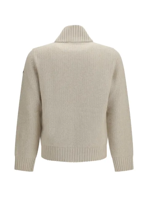 Moncler ribbed-knit logo-patch cardigan