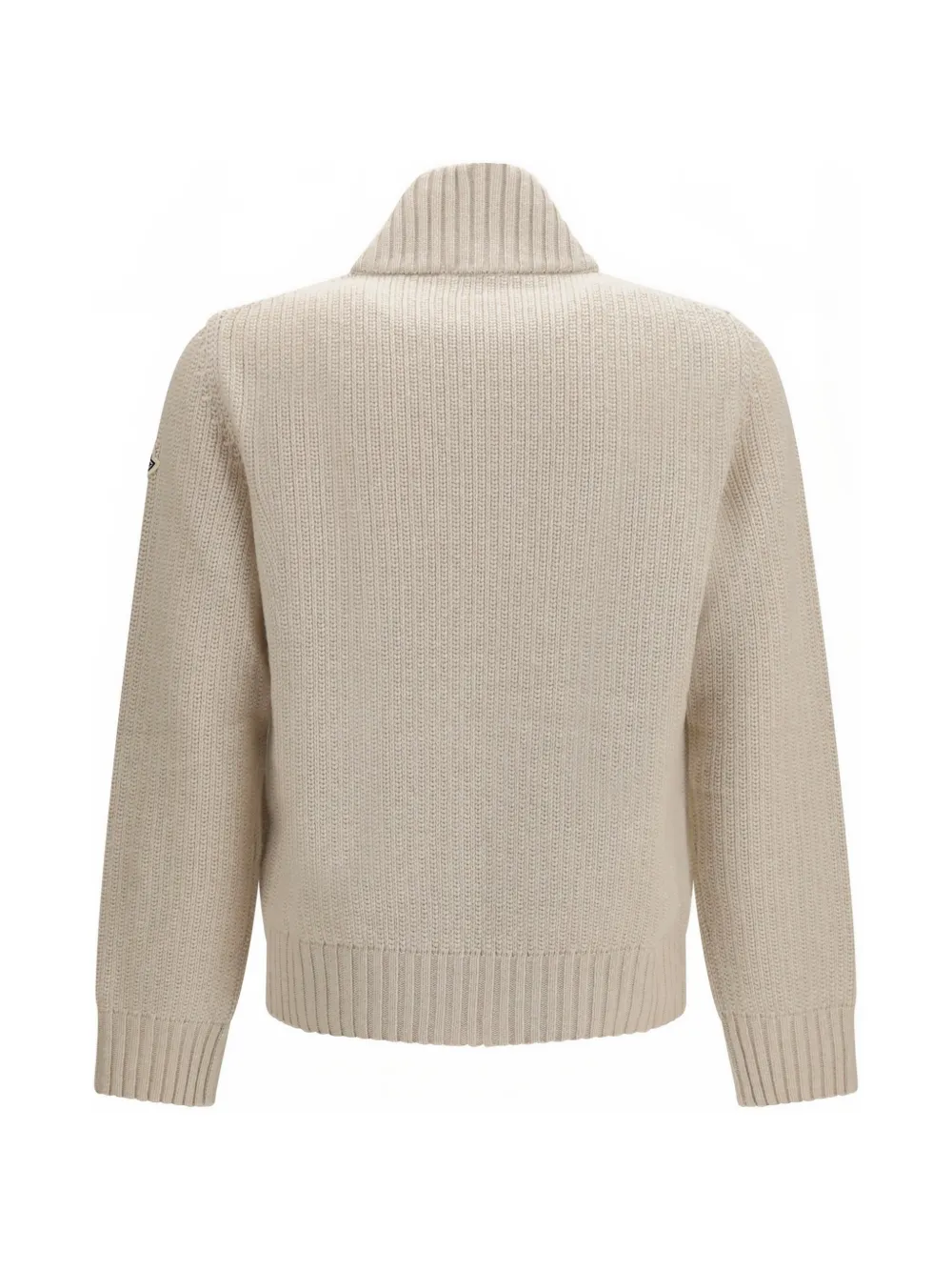 Moncler ribbed-knit logo-patch cardigan Beige