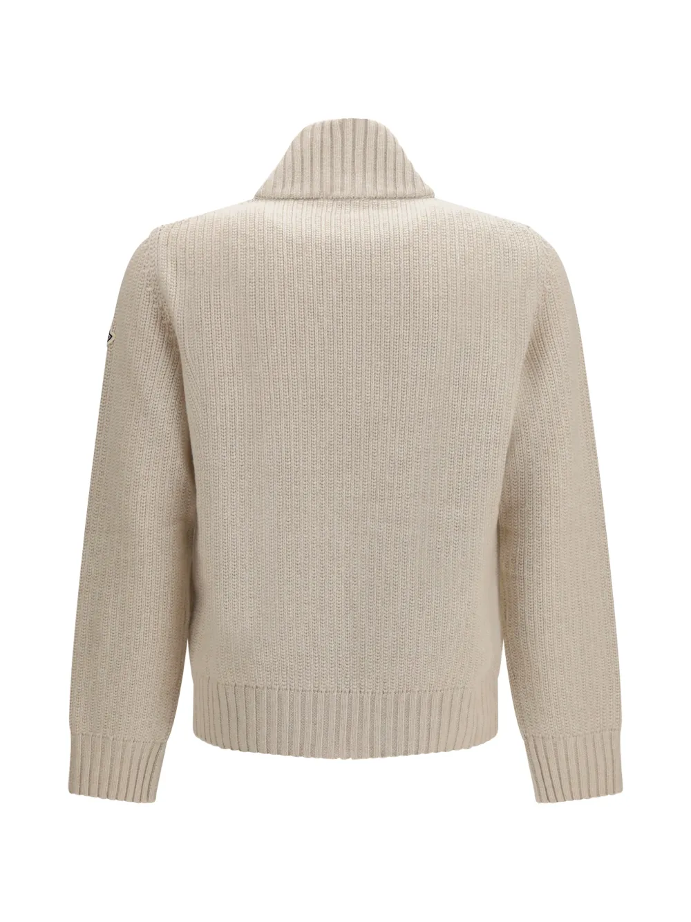 Moncler ribbed-knit logo-patch cardigan Beige