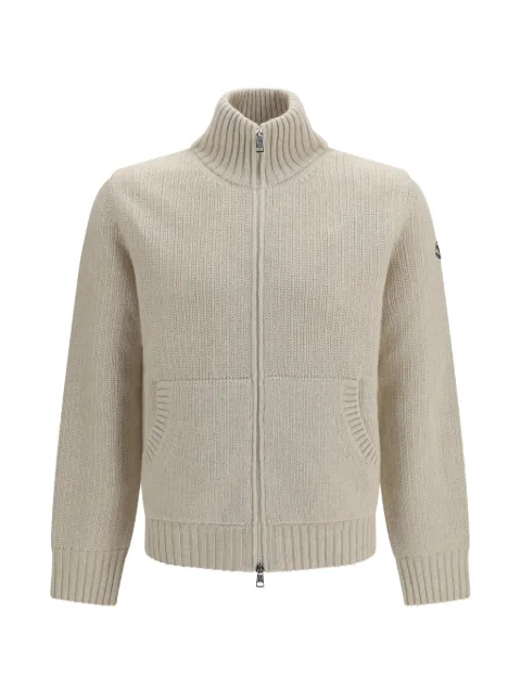 Moncler ribbed-knit logo-patch cardigan