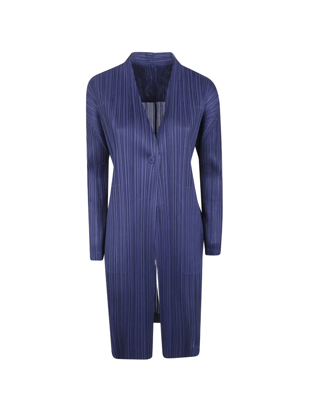 Pleats Please Issey Miyake pleated single-breasted coat - Blue