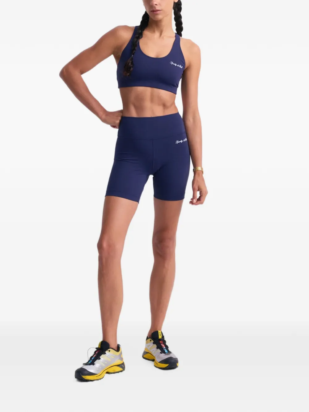 Sporty & Rich Billie logo-print sports top Blauw