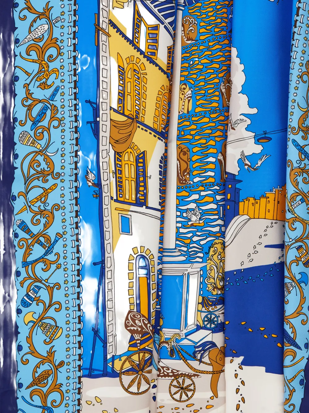 Ferragamo Palazzo Spini Feroni print silk scarf Blauw