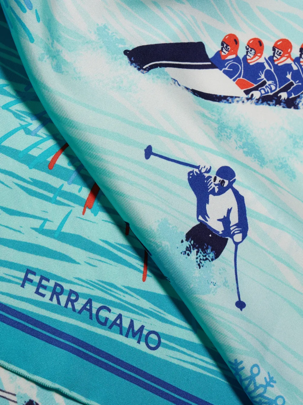 Ferragamo Winter Alpine print silk foulard Blauw