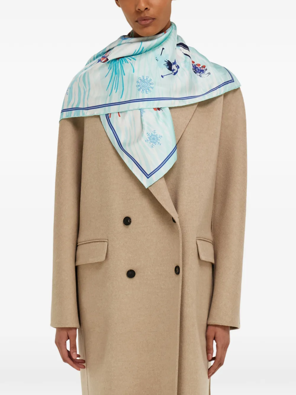 Ferragamo Winter Alpine print silk foulard Blauw