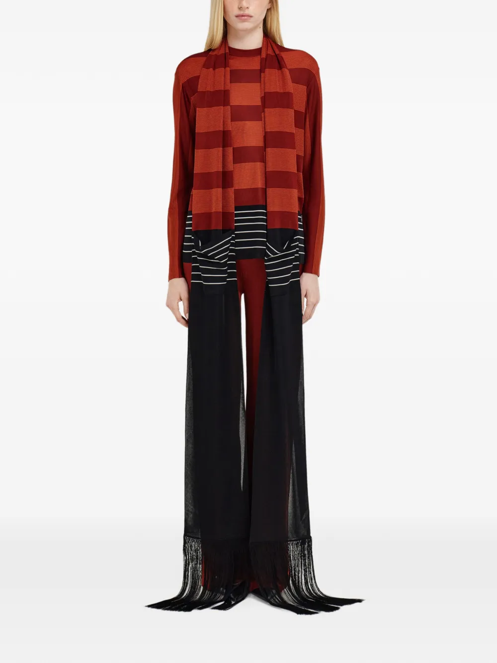Ferragamo long scarf with fringe detail Zwart