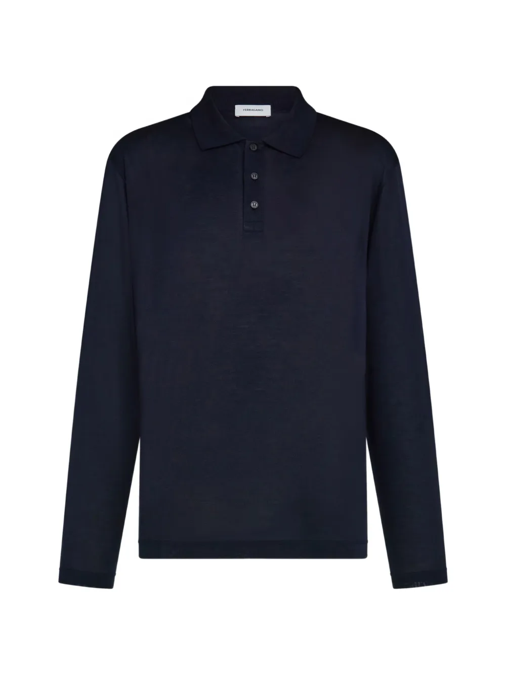 Ferragamo long-sleeved silk polo shirt Blauw
