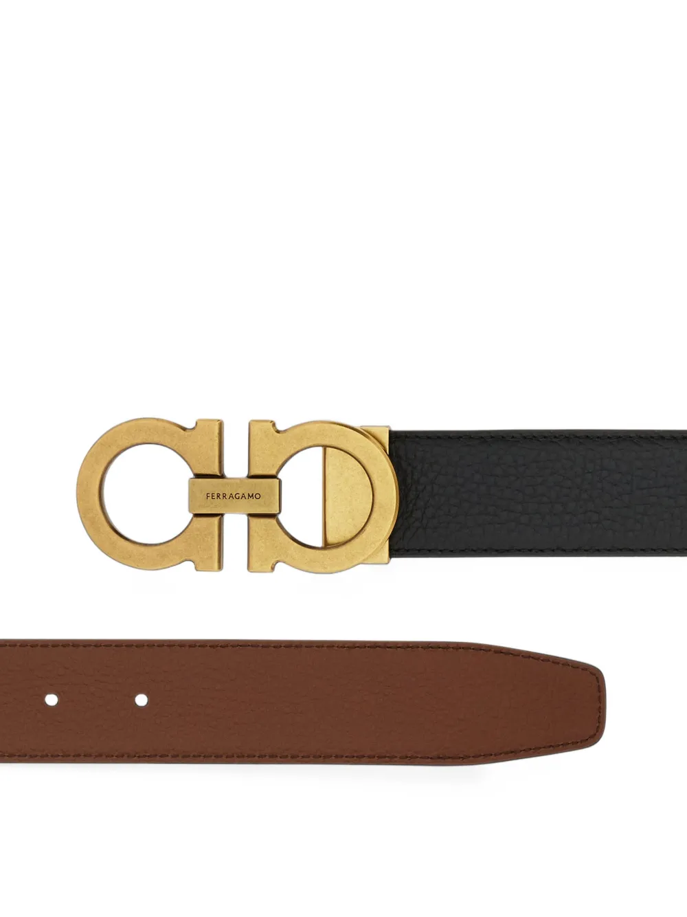 Ferragamo Gancini reversible and adjustable belt - Nero