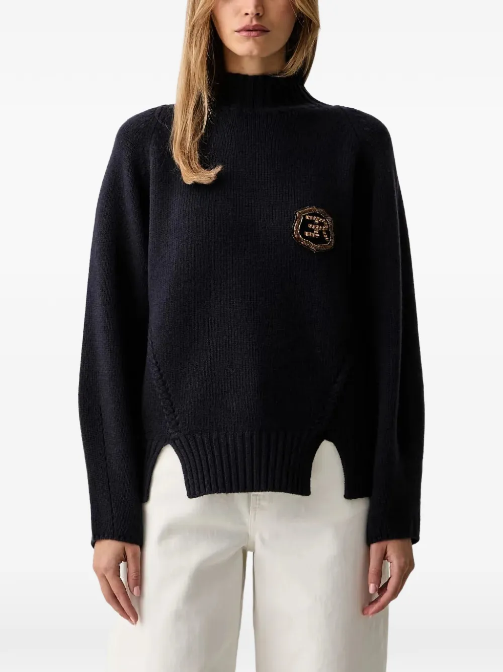 Ermanno Scervino logo-patch high-neck sweater Blauw