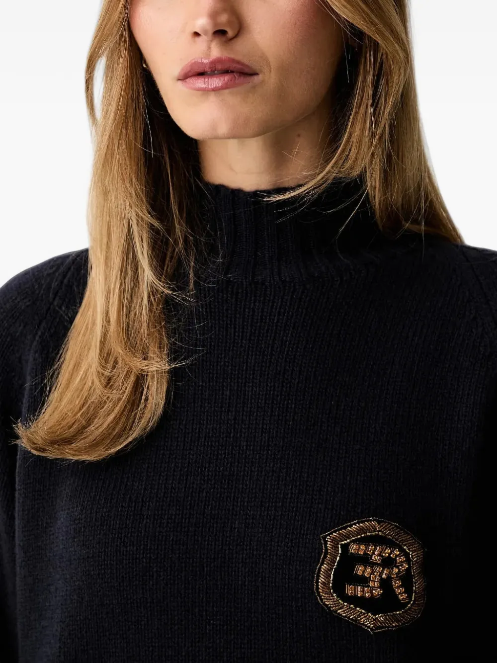 Ermanno Scervino logo-patch high-neck sweater Blauw